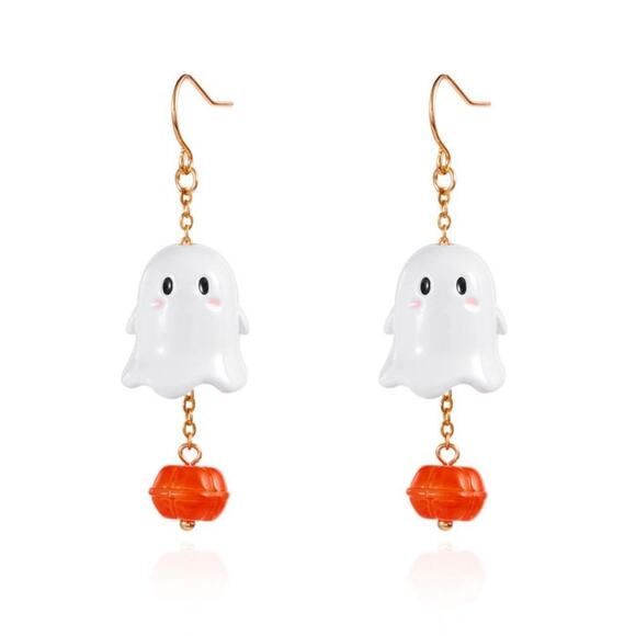 Cute Kawaii Halloween Spooky Ghost Drop Earrings - Picture 2 of 4